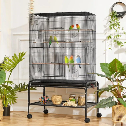 NEW 53'' Large Bird Cage Budgie Cage for Parakeets Cockatiels Conures Lovebirds Parrots with Rolling Stand