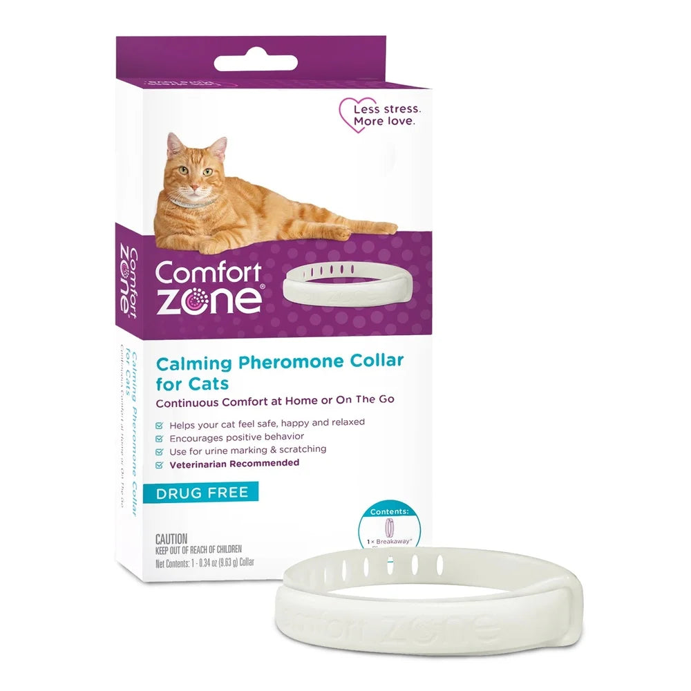 Cat Calming Collar 30 Days Stress Relief Adjustable Pheromone Release Drug Free Safe Behavior Improvement Indoor Outdoor Use