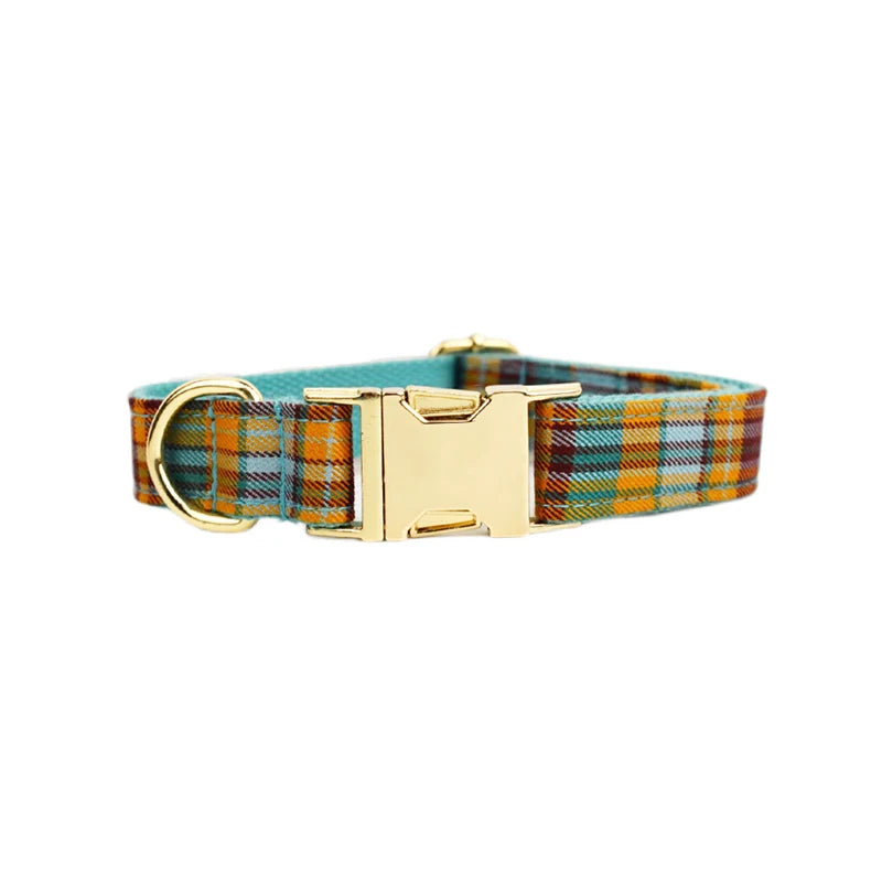 YTYINCN Designer Plaid Dog Collar Set With Leash, Harness and Stylish Bow Tie
