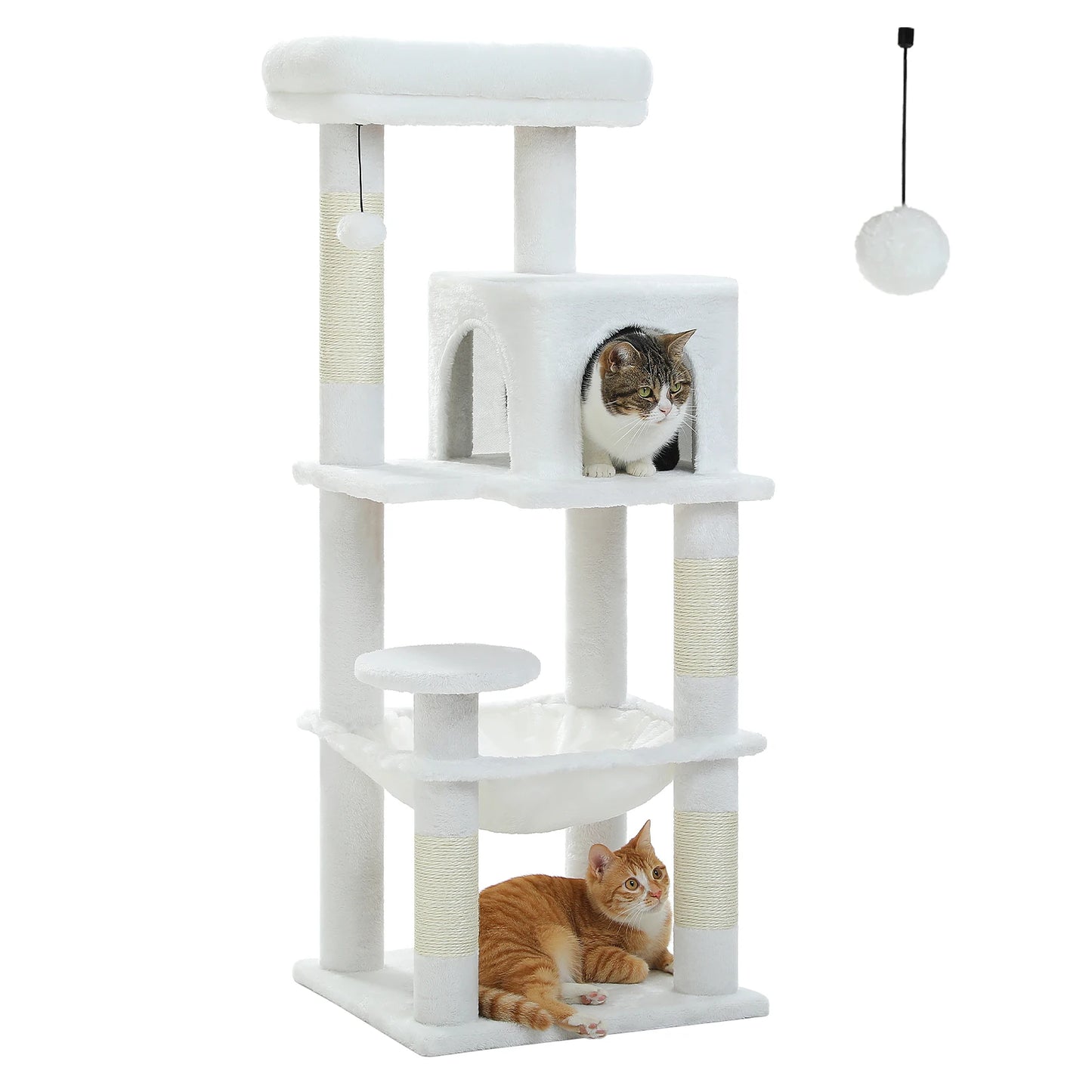 PETEPELACN Cat Tree For Indoor Cats 5-Level Cat Tower With Metal Frame Hammock Condo And Top Perch