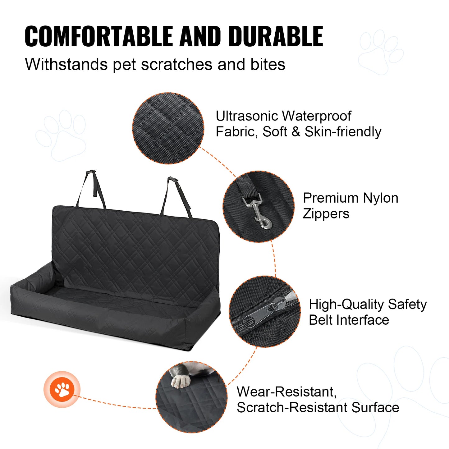 SucceBuy Waterproof Dog Car Seat With Built In Leash