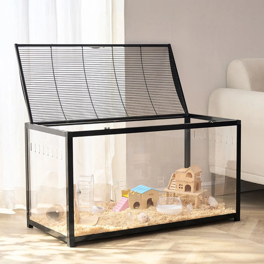 Hamster Cage Habitat 37.8 inch Clear Pet Rodent Gerbil Mice Small Animal House