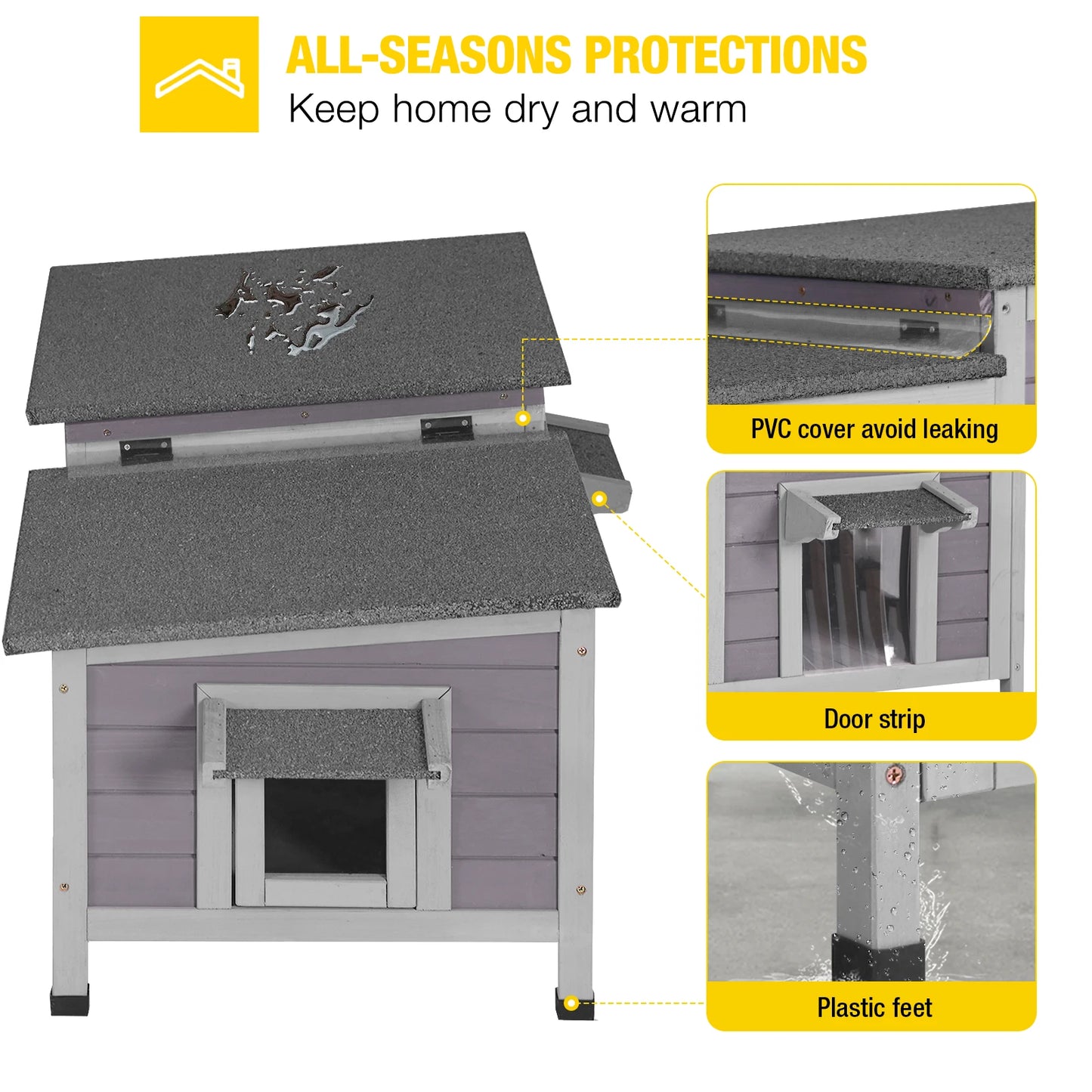 Two Room Outdoor Cat Shelter for Cold Weather Comfort