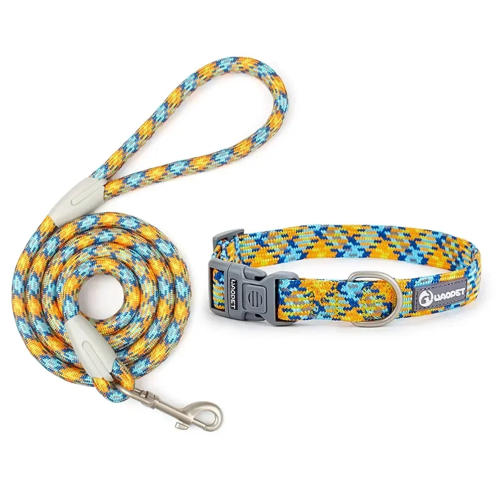 Dog Leash And Collar Set Reflective For Dogs Outdoor Walking