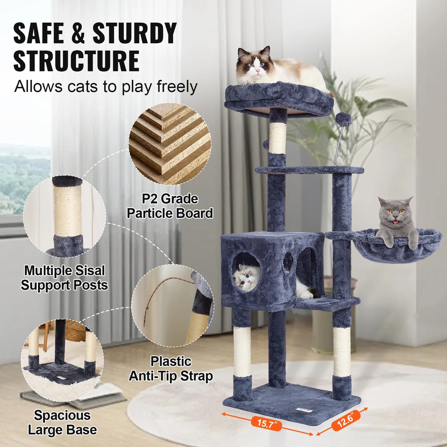 Shanghai Cat Tree 4 Tier Tower With Condo And Sisal Post