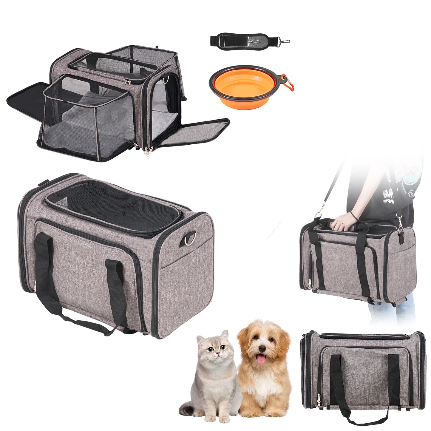 SucceBuy Breathable Pet Backpack With Wheels For Cats And Dogs