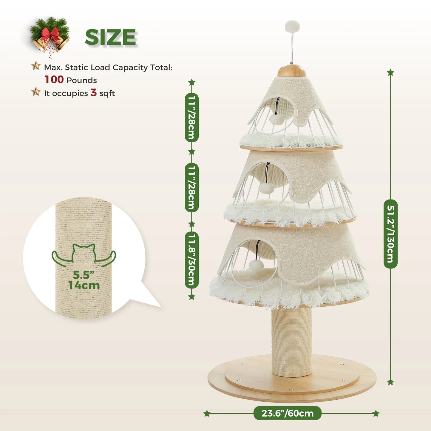 PAWZ Road - Modern Cat Tree Tower With Sturdy,Thick Scratching Post
