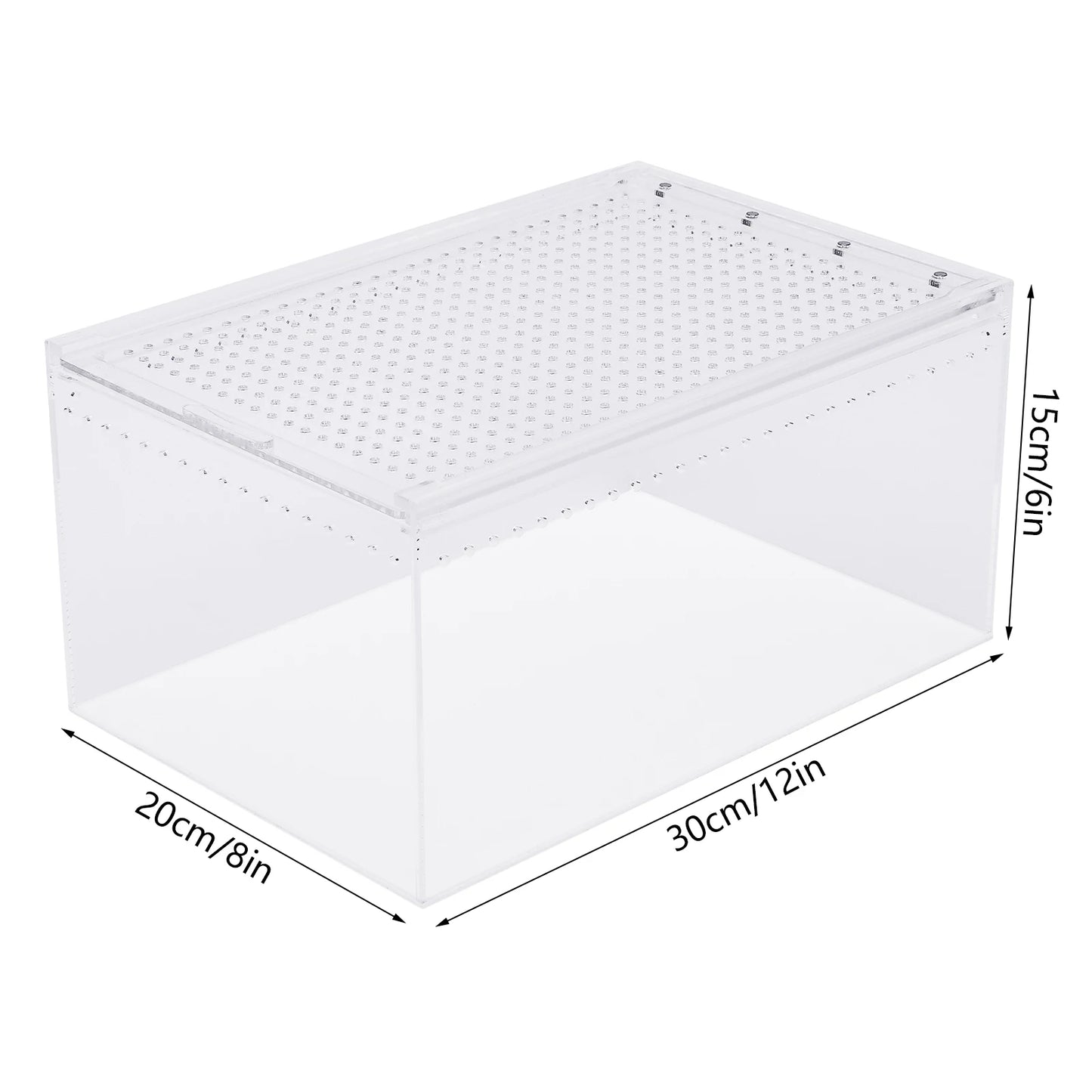 Acrylic Reptile Pet Breeding Cage with Sliding Lid and Magnetic Closure, Sturdy, Terrarium for Horned Frogs, Scorpions, Snakes