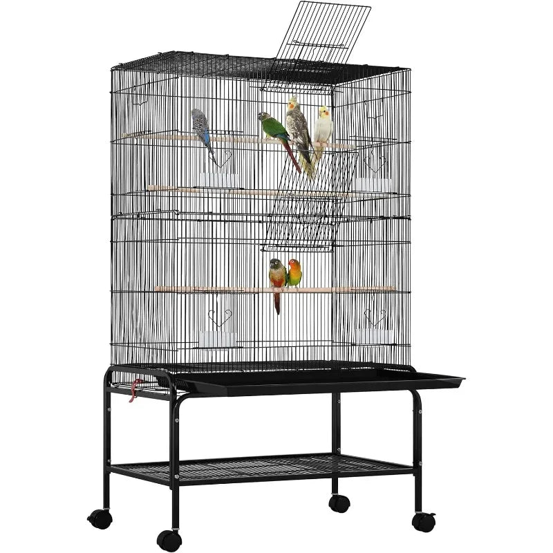 NEW 53'' Large Bird Cage Budgie Cage for Parakeets Cockatiels Conures Lovebirds Parrots with Rolling Stand
