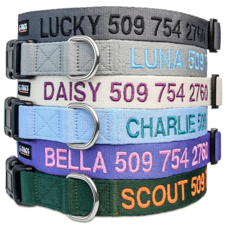 Custom Embroidered Dog Collar With Pet Name And Phone