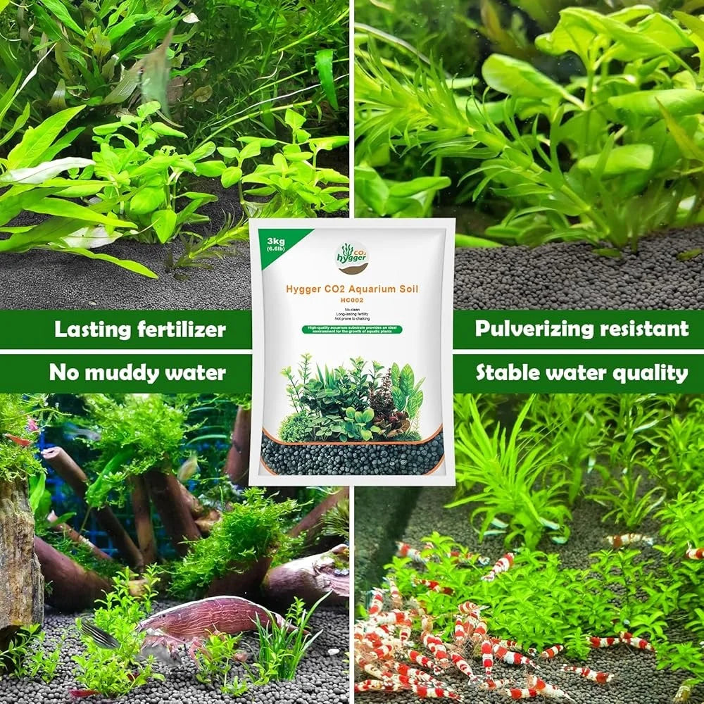 Aquarium Soil Aquascaping Substrate Plants and Shrimps Natural Fertilizer Fish Tank Water Grass Mud No Rinse Required