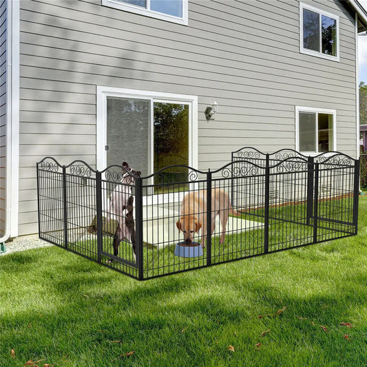 BINGOPAW Heavy Duty Metal Dog Playpen With Gate 8 Panels