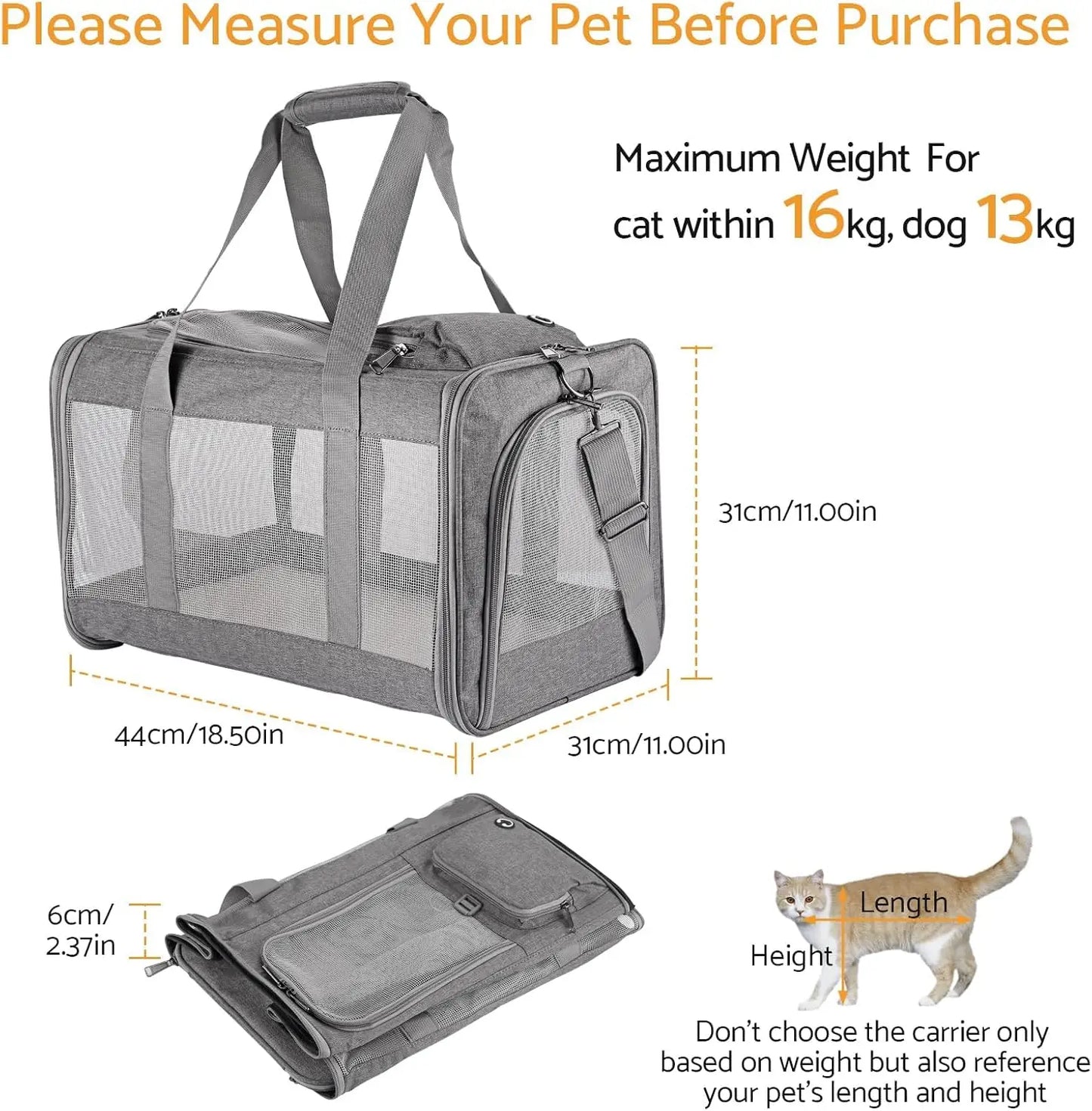 Breed Airline-Approved Super-Breathable Lightweight Soft Pet Carrier with Honeycomb Board