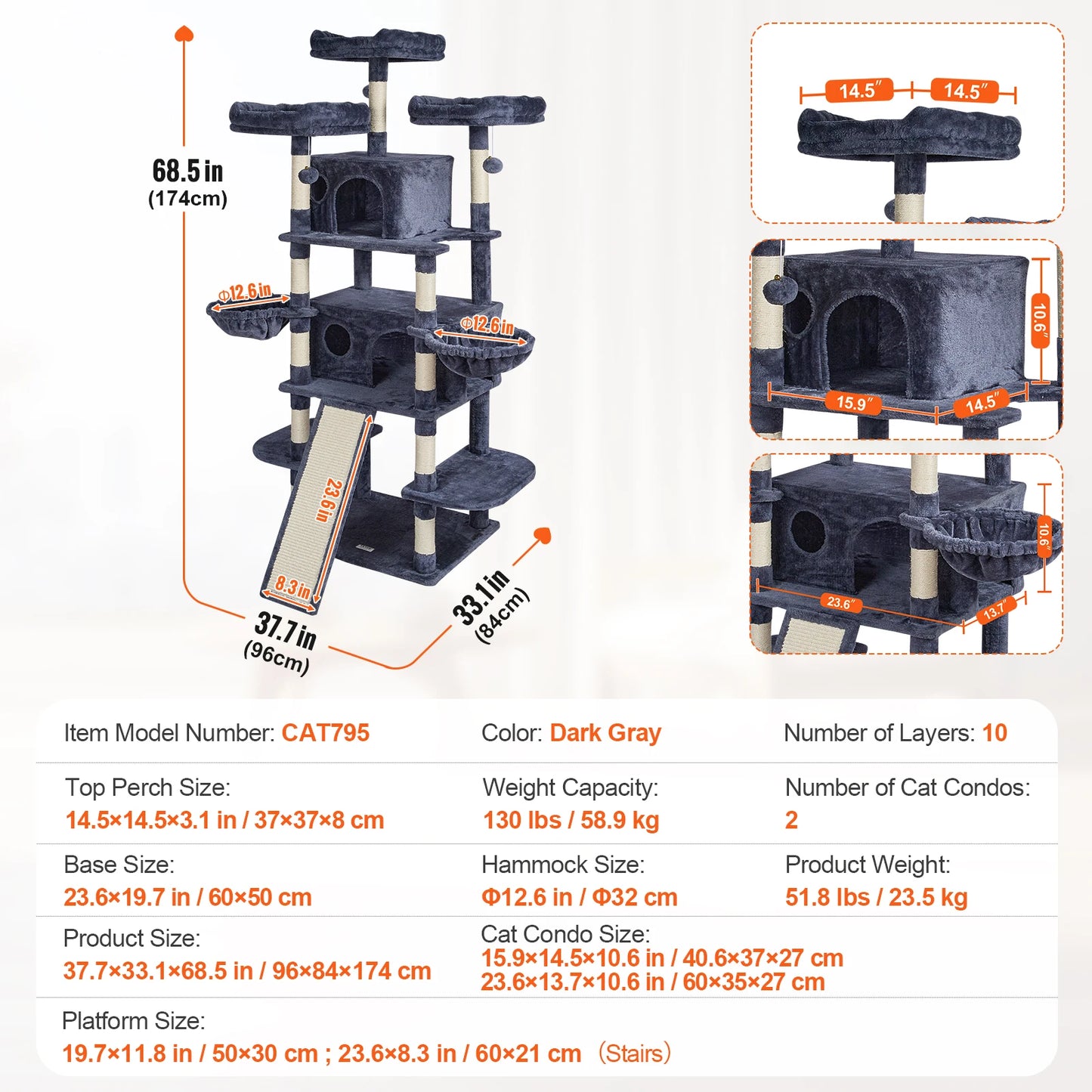 Shanghai Cat Tree 4 Tier Tower With Condo And Sisal Post