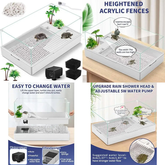 Acrylic Turtle Tank Starter Kit With Rain Shower Head